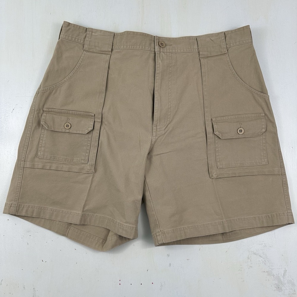 L.L. Bean Cargo Shorts Men's 38 Cotton Stretch Pockets OXY72 Beige Hiking‎ Khaki